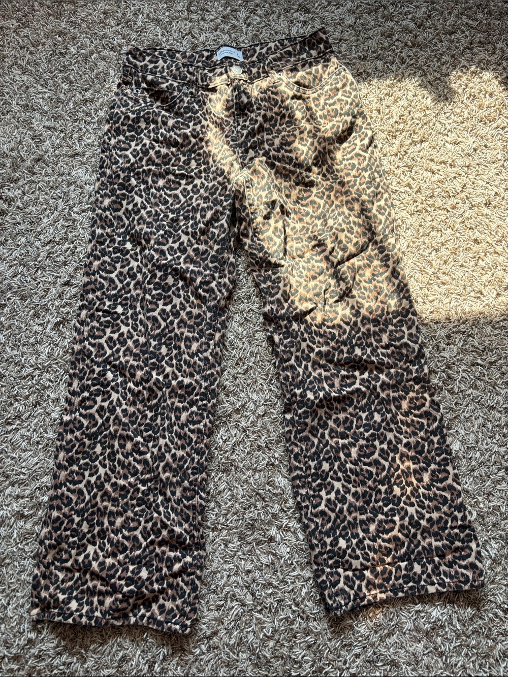 Aeropostale Leopard Print Wide Leg Jeans - Brown Black